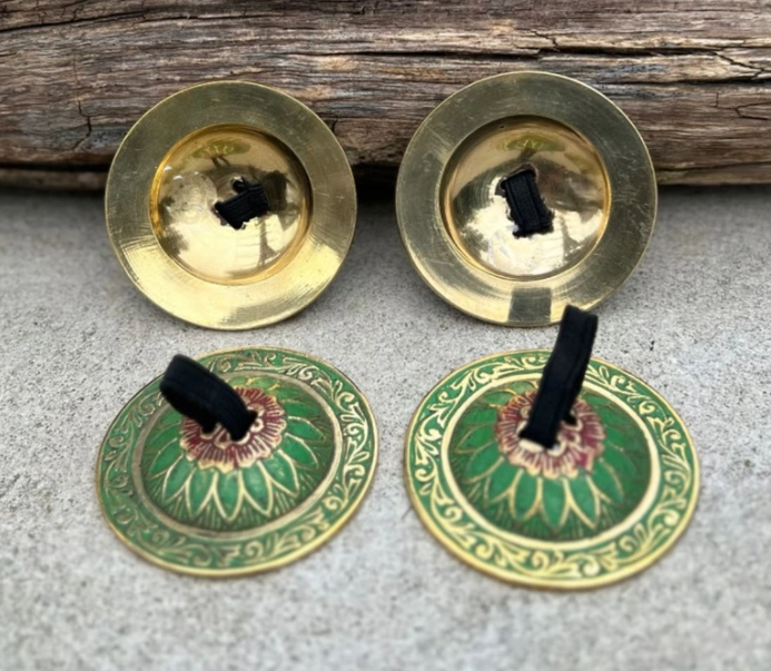2 Pairs Brass Lotus Flower Finger Cymbals Zills For Belly - Image 9