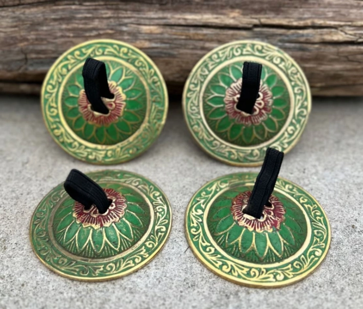 2 Pairs Brass Lotus Flower Finger Cymbals Zills For Belly - Image 8