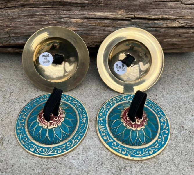 2 Pairs Brass Lotus Flower Finger Cymbals Zills For Belly - Image 4