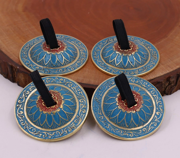 2 Pairs Brass Lotus Flower Finger Cymbals Zills For Belly - Image 3