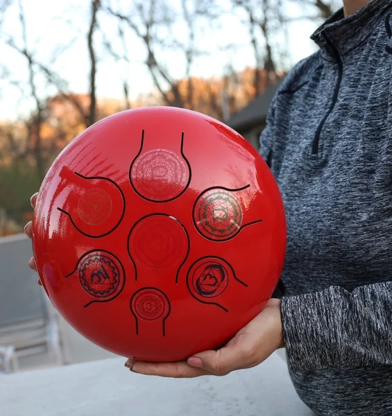 Chakra Steel Tongue Drum 10 Inches Tank Drum, Handpan Drum, Percussion with Padded Travel Bag and Mallets
