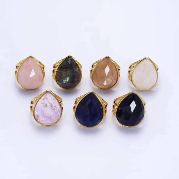 Colorful Teardrop Gemstone Ring Y446 ~Y451, Y459, Y480, Y481