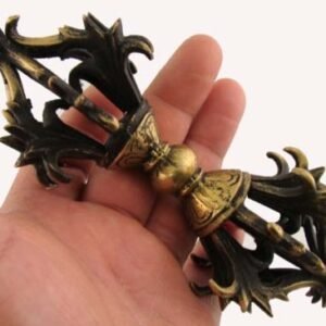 Dharmaobjects Tibetan Buddhist Brass (Vajra) Thunderbolt Nine Spokes Dorjee / Dorji (6.5 Inches)