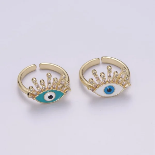 Evil Eye Ring, 14K Gold Filled Eye Ring, Evil Eye Zircons Ring, Cz Eye Blue Ring, Good Luck Ring Amulet Statement Stackable u-170
