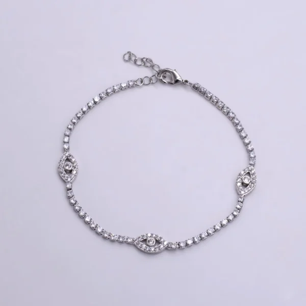 7"Gold Filled Clear Cz Evil Eye Tennis Chain Bracelet - Image 2