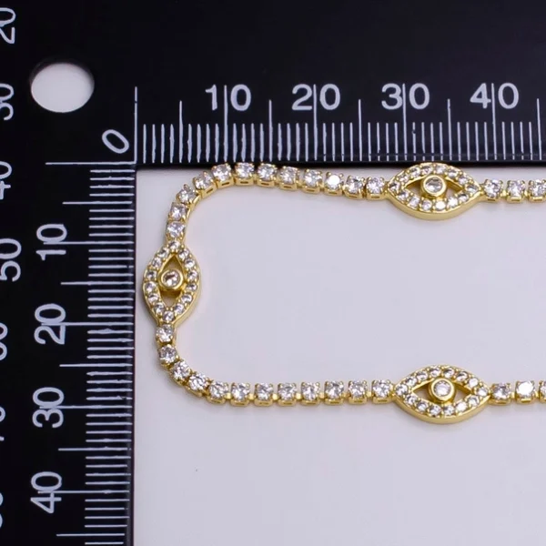 7"Gold Filled Clear Cz Evil Eye Tennis Chain Bracelet - Image 4