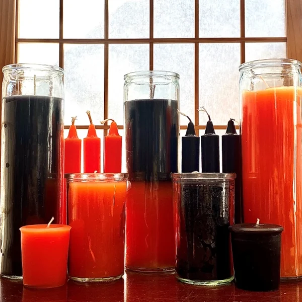Halloween Orange and Black 7 Day Candle
