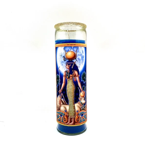 Hathor Blue Glitter Candle – Egyptian Queen of Heaven