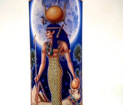 Hathor Blue Glitter Candle – Egyptian Queen of Heaven