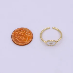 Minimalist 24K Gold Filled Beaded Evil Eye with Crystal Zirc