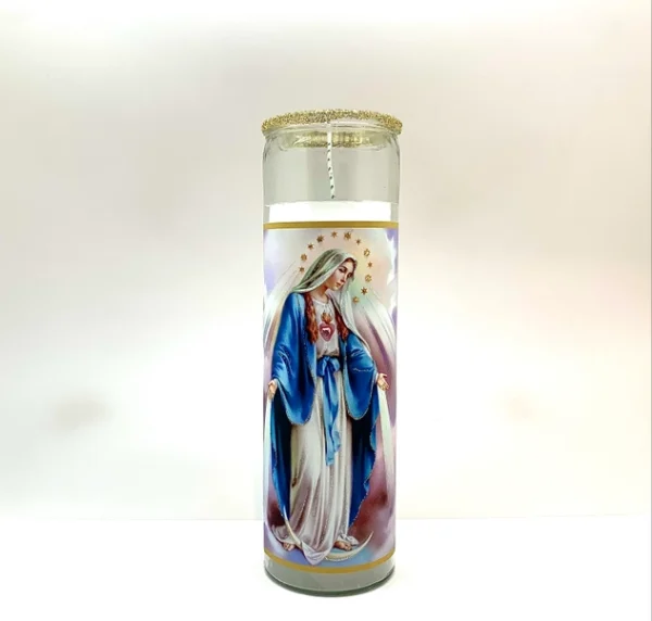 Miraculous Mary Glitter Candle - Protection, Prayer