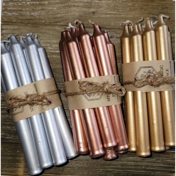 Pack of 10 , Gold , Silver or Copper Color Pack of Candle