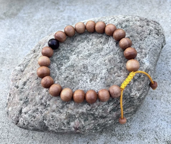 Sandalwood Beads Adjustable Wrist Mala Bracelet
