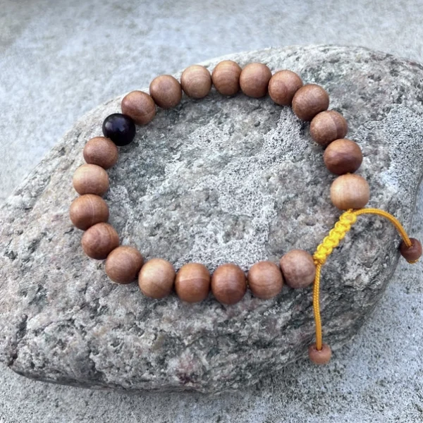 Sandalwood Beads Adjustable Wrist Mala Bracelet
