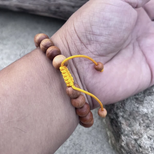 Sandalwood Beads Adjustable Wrist Mala Bracelet