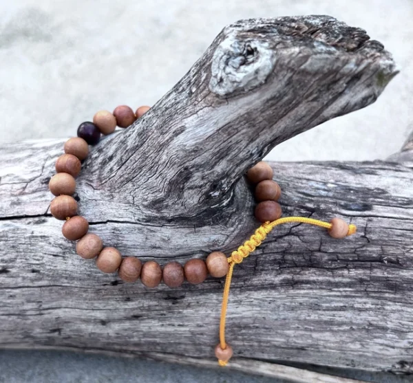 Sandalwood Beads Adjustable Wrist Mala Bracelet - Image 11