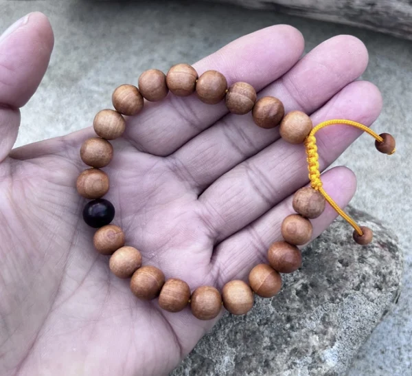 Sandalwood Beads Adjustable Wrist Mala Bracelet - Image 10