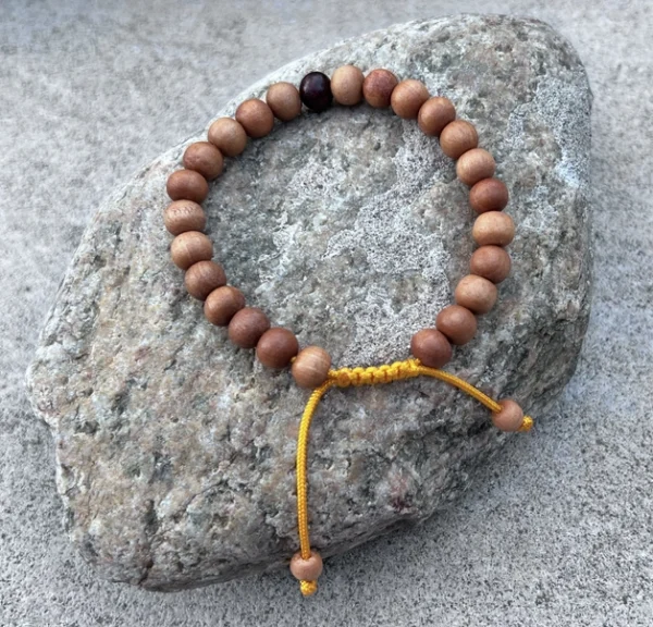 Sandalwood Beads Adjustable Wrist Mala Bracelet - Image 6