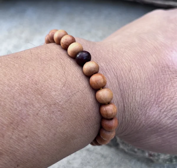 Sandalwood Beads Adjustable Wrist Mala Bracelet - Image 5