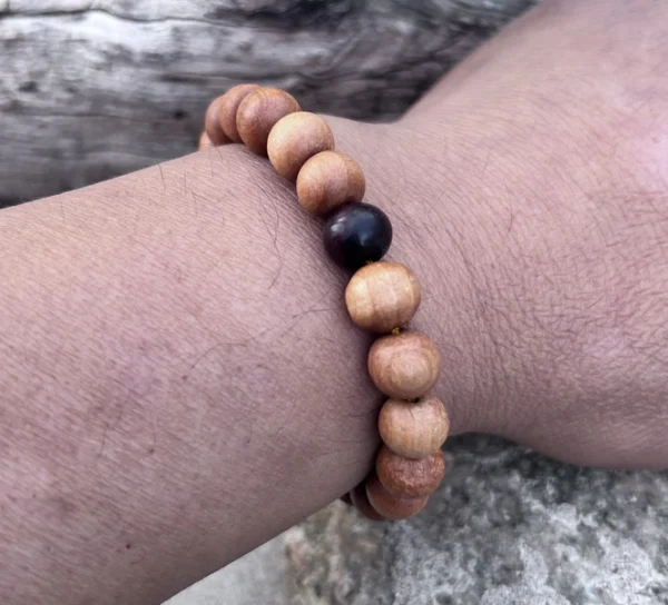 Sandalwood Beads Adjustable Wrist Mala Bracelet - Image 4
