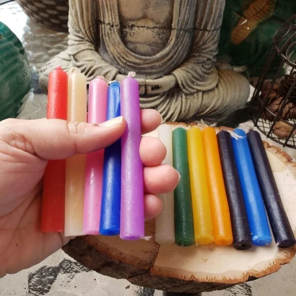 Set of 10 Assorted Color Mini 4" Chime Unscented ,Spell Cand - Image 5