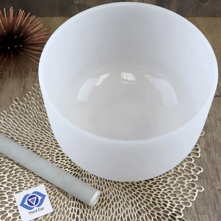 Third Eye Chakra Frosted Quartz Crystal Singing Bowl