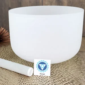 Throat Chakra Frosted Quartz Crystal Singing Bowl