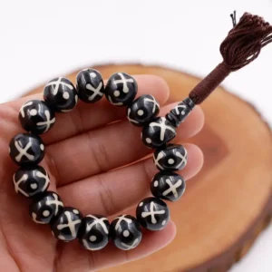 Tibetan Bone 14 Beads Wrist Mala Cross Dot Yoga Bracelet