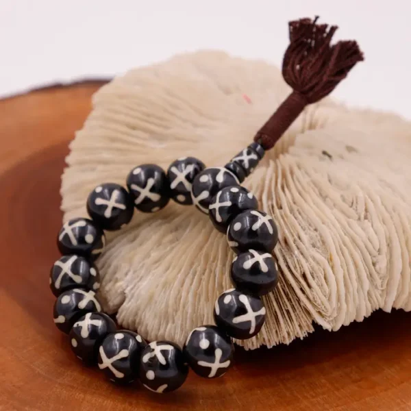 Tibetan Bone 14 Beads Wrist Mala Cross Dot Yoga Bracelet