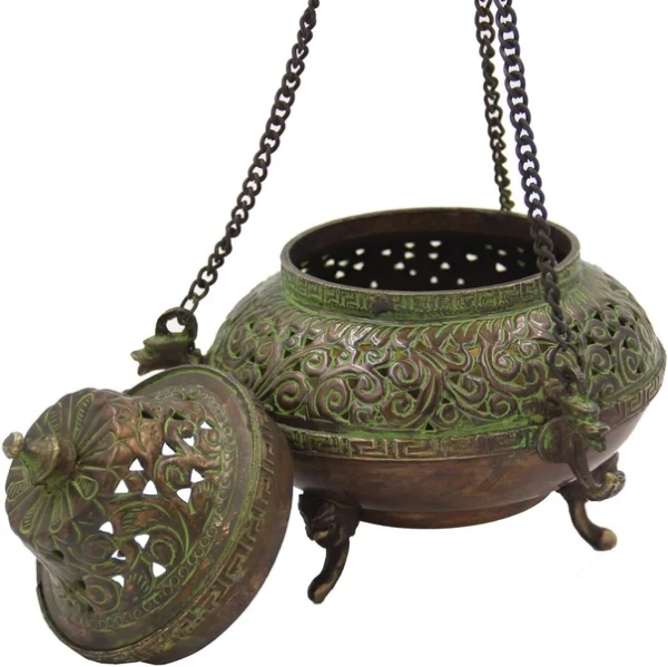 Tibetan Traditional Hanging Incense Burner Copper - Image 3