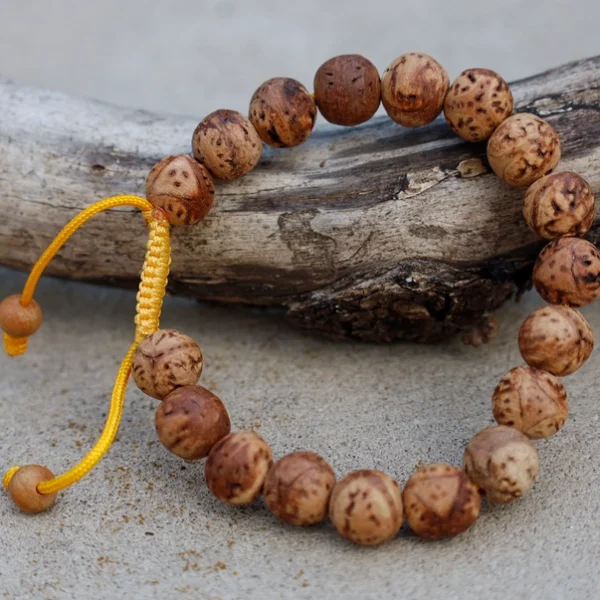 Tibetan Yellow Bodhi Seed 18 Beads Adjustable Mala Bracelet