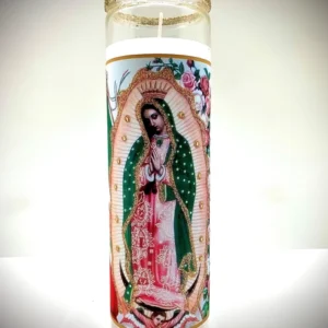 Virgin of Guadalupe Glitter Candle – Mary, Mother of Jesus
