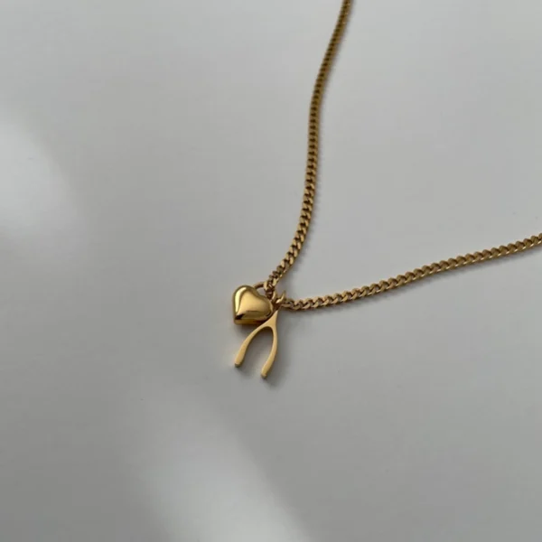 Wishbone Necklace- Gold