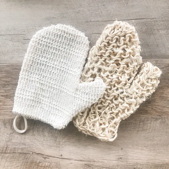Natural Sisal Bath Mitt Exfoliating Scrubber – Biodegradable Agave Fiber
